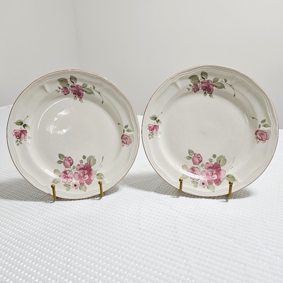 Gibson Other - Gibson‎ 2 Roseland Pink Floral Dinner Plates Discontinued Stoneware Y2K 11"